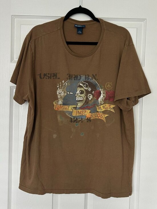 Polo Ralph Lauren Other - Rare Polo Ralph Lauren RL-67 Flight Instructor Graphic T-Shirt XXL Brown Skull